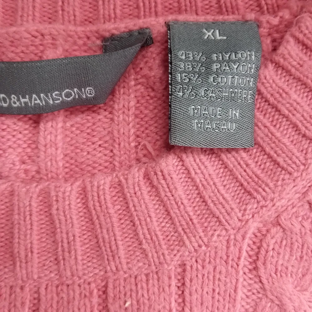 Hillard & Hanson Pink Cable-Knit Cashmere Blend Pullover Sweater, Size XL - Picture 7 of 10